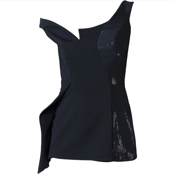 Stella McCartney Dixie Asymmetric Sequined Stretch-Wool and Silk Top - Picture 2 of 15